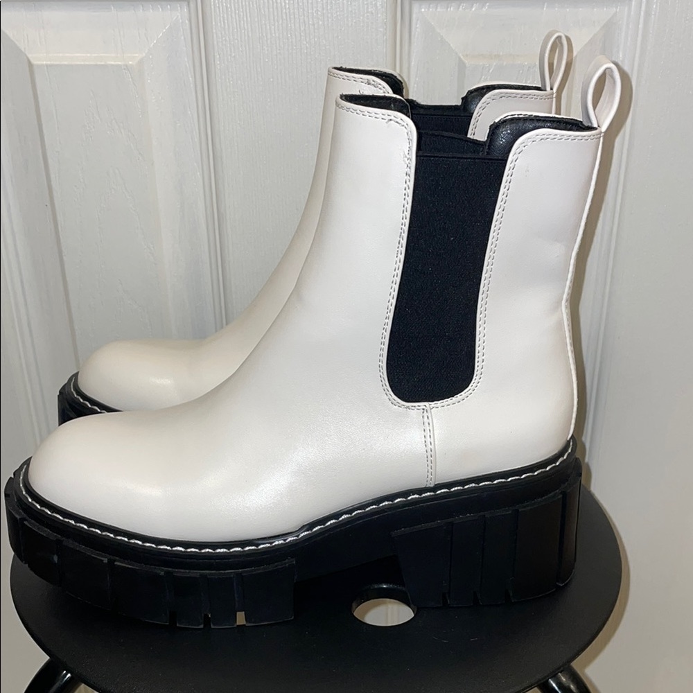 White Ankle Boots Size 7.5